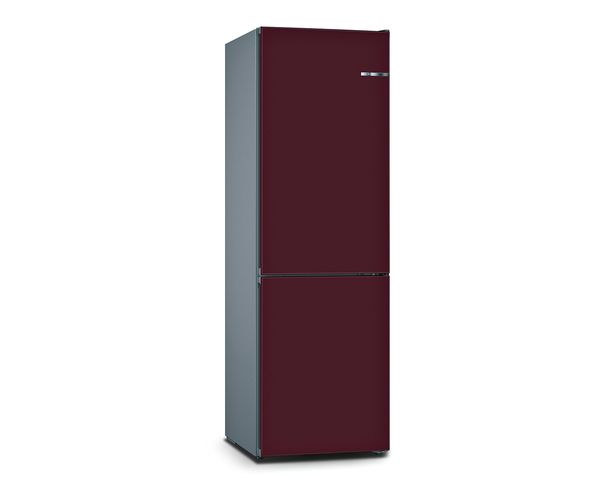 Combiné réfrigérateur-congélateur Vario Style ou four Série 8 de Bosch en couleur prune.