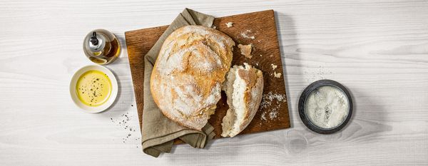 Italienisches Brot nach einem Rezept von Bosch, perfekt zubereitet in Bosch Backöfen der Serien 6 und 8.