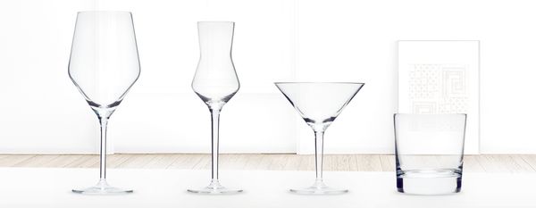 Row of different styled glasses