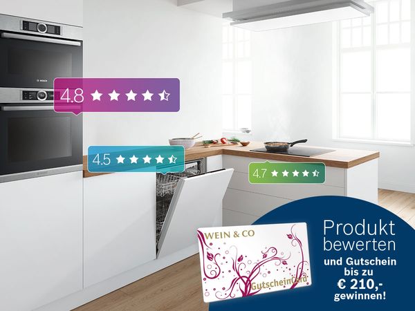 Bosch Produktbewertung: Bewerten und Wein & Co Gutscheine gewinnen.