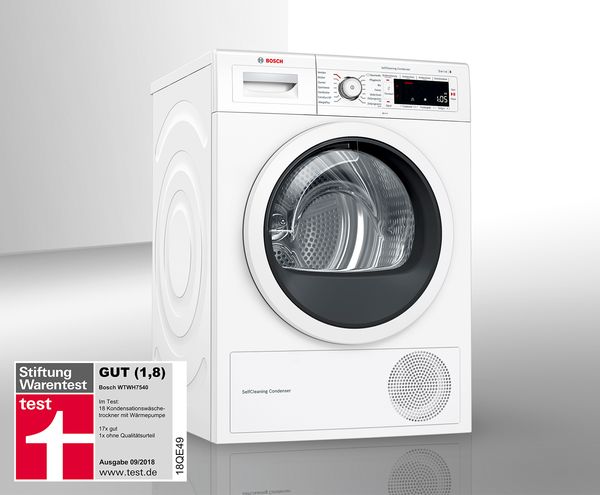 SelfCleaning Condenser Wärmepumpentrockner mit Home Connect WTWH7540 Note GUT bei Stiftung Warentest