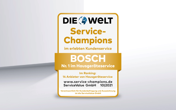 Ausgezeichnet: Bosch ist Service-Champion.