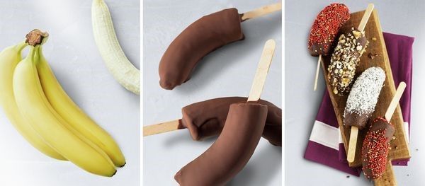 Chocolate bananas on a stick