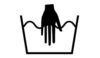 Simbol za ročno pranje: kad z roko v notranjosti.