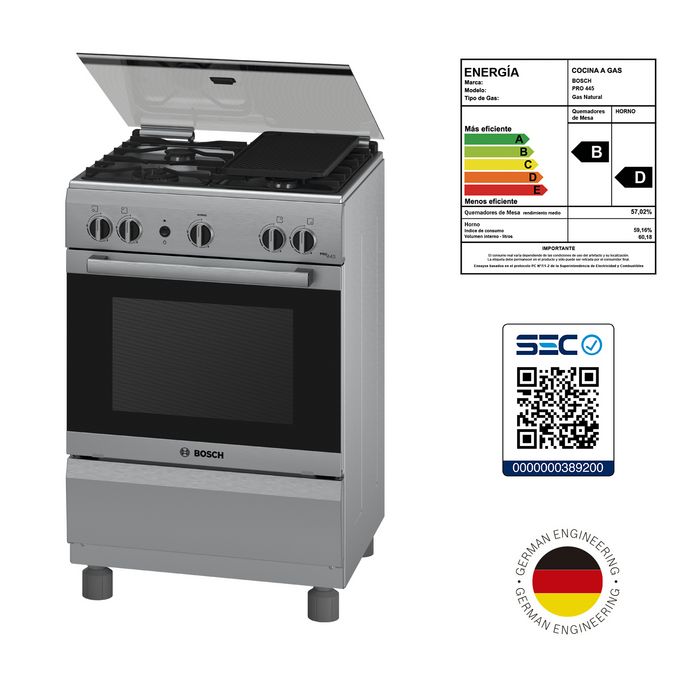 Serie 4 Cocina de gas de libre instalación Gris claro HSG14I31SE HSG14I31SE-6