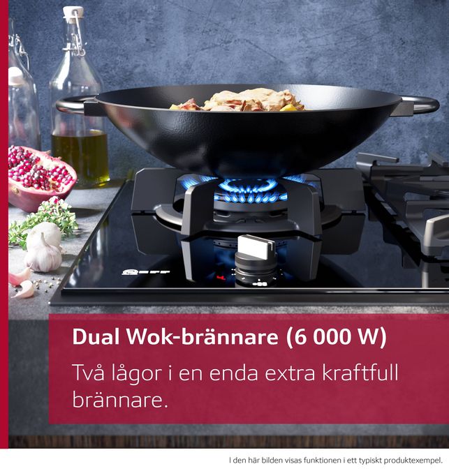 N 90 Dominohäll, gas 30 cm Glaskeramik, Svart N23TA19N0 N23TA19N0-6