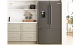 Bosch black stainless refrigerator in kitchen