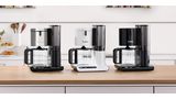 Styline, Produktpalette mit Kaffeemaschinen, Weiß, Edelstahl, Schwarz, Silber, mit Glaskanne