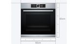 A 60cm Bosch oven with a blue measuring tape to show the size.