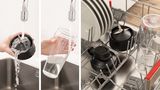 Delovi blendera se ispiru pod tekućom vodom i stavljaju u mašinu za pranje sudova.