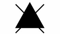 Outdated do not bleach symbol: black crossed-out triangle.