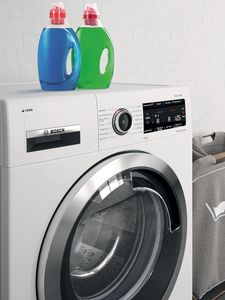 Closeup of a high-quality Bosch washing machine.