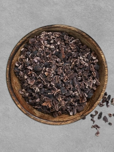 A bowl of cacao nibs.