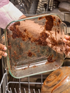 Brownie bits with glass baking tray