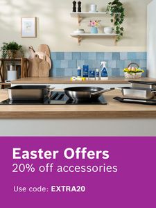 Bosch pan set on counter. 20% offer text message.
