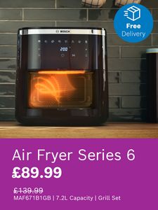 Bosch air fryer series 6 with free delivery icon.