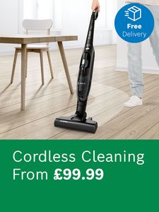 Bosch vacuum cleaner in use with free delivery icon