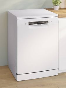 Bosch SMS4EMW06G Dishwasher at end of kitchen countertop