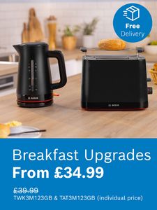 Bosch MyMoment kettle and toaster. Free delivery roundel.