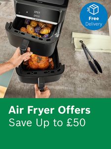 Bosch air fryer in use with free delivery icon