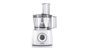 A compact MultiTalent 3 food processor in white, making dough.