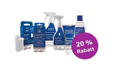 Teaserbild zu den Black Weeks bei Bosch mit Pflegeprodukten und dem Hinweis auf 20% Rabatt mit dem Code BLACK20 auf alle Pflege- und Reinigungsmittel.