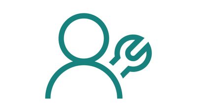Umrisse einer Person mit Werkzeug, welcher die Anfahrt und Fehlerdiagnose durch das Reparaturteam darstellt
