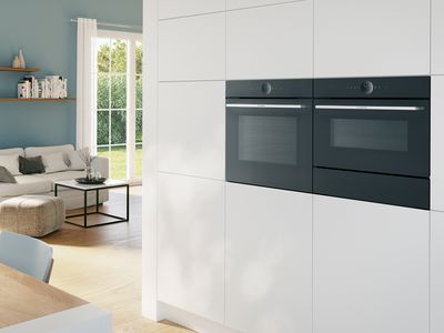 Bosch appliances in a modern white kitchen.