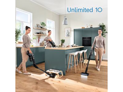 The unlimited 10 vacuum cleaner being used in different ways