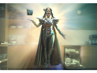 Bosch superhero with finish products with open bosch dishwasher