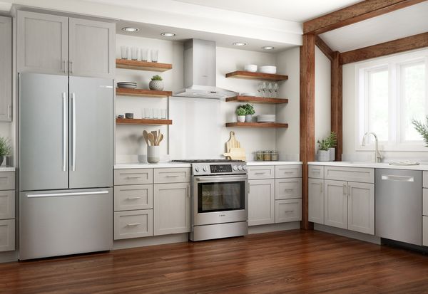 Bosch modern kitchen with white cabinetry