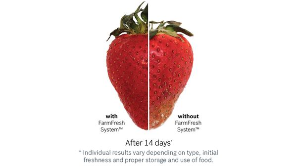 Strawberry with and without using fresh food technology