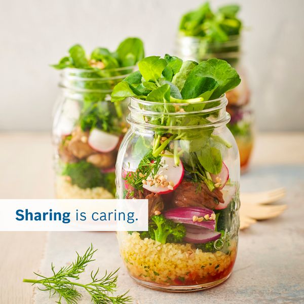 Jar with quinoa salad