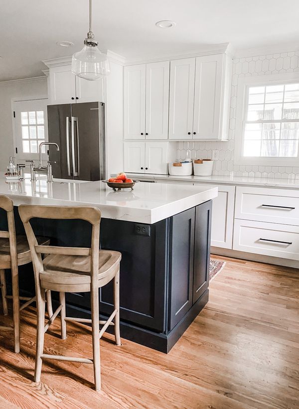 Bosch kitchen with fridge in view