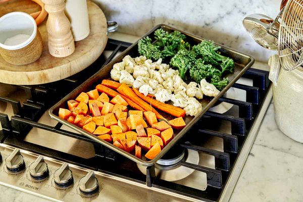 Vegetables cooking on Bosch cooktop