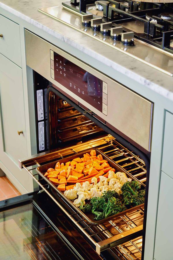 Vegetables cooking in a Bosch oven