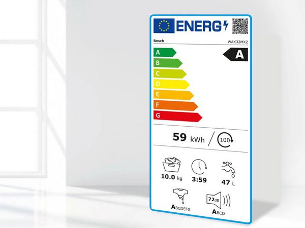Energijos vartojimo efektyvumo etiketė, kurioje pavaizduotos skirtingos energinio efektyvumo klasės