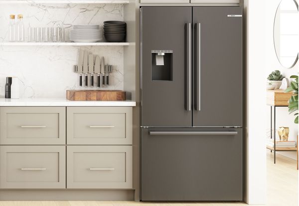 black stainless steel refrigerator side by side