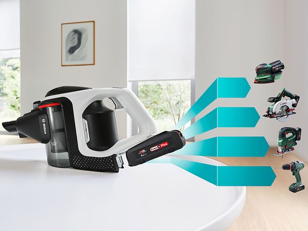 Hand-held vacuum of Unlimited cordless vacuum shows how battery works for other power-for-all products
