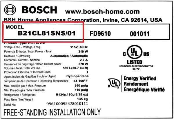 Bosch Sticker Check Model
