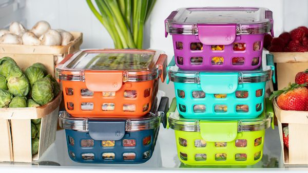 Fridge food bowls with food in colours