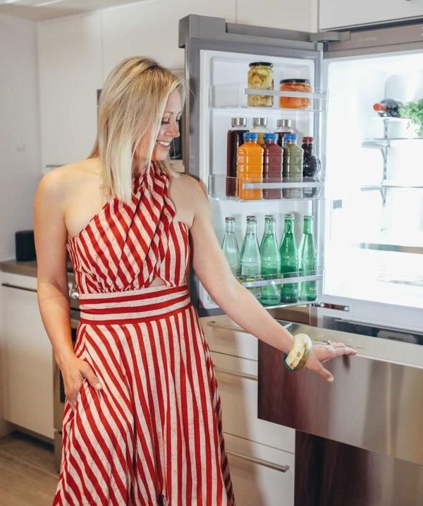 Nicole Regan in front of her Bosch refrigerator