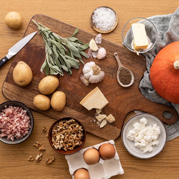 A range of ingredients to make Pumkin Gnocchi