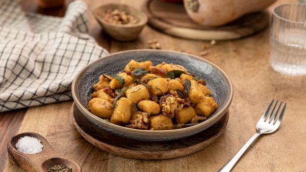 The Halloween inspired, Pumpkin Gnocchi with smoked bacon
