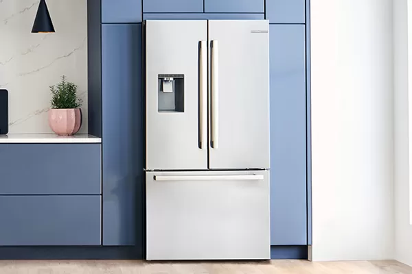 Refrigeration shot blue cabinets