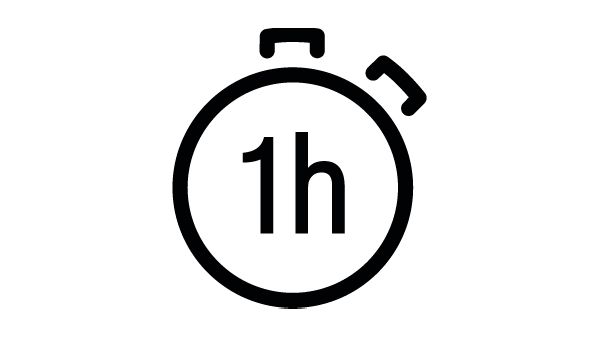 Cronometro impostato per un'ora: il simbolo del programma 1h sulle lavastoviglie Bosch.