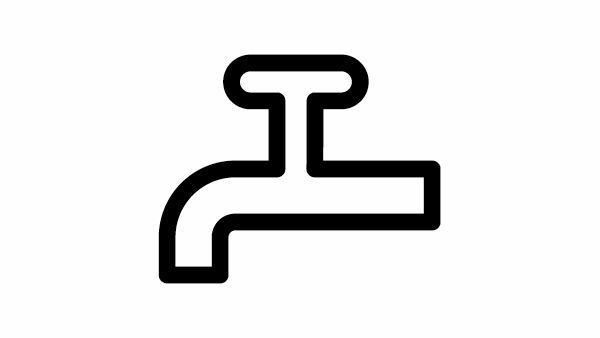 Rubinetto stilizzato che indica il simbolo del rubinetto della lavastoviglie: per gli utenti significa che è necessario controllare l'allacciamento alla rete idrica.