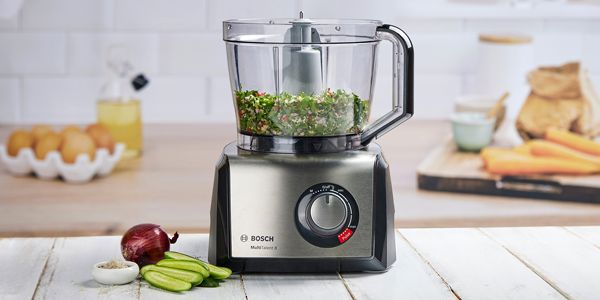 Compact food processor from Bosch with a modern look.