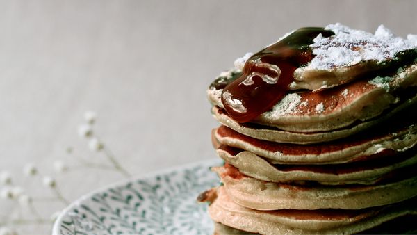 Coffee pancake stack