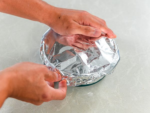 cover the dish with aluminium foil